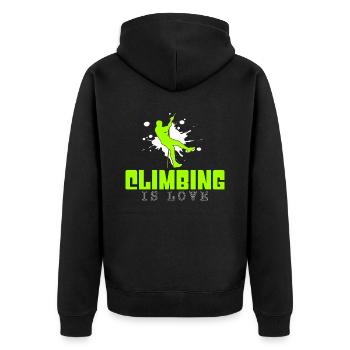 Klettern - Unisex Premium Bio Zip Hoodie - Schwarz - Hinten - Nico (187cm)
