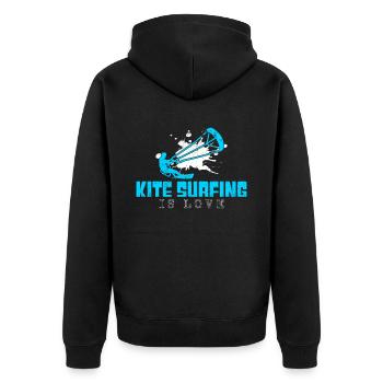 kite surfen Spruch - Unisex Premium Bio Zip Hoodie - Schwarz - Hinten - Nico (187cm)