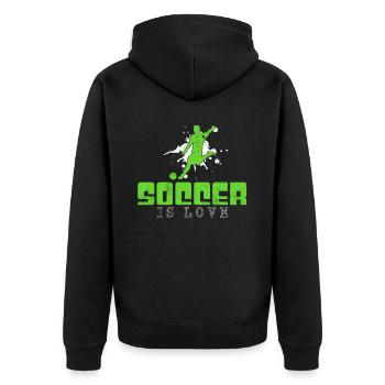 Fußball Spruch - Unisex Premium Bio Zip Hoodie - Schwarz - Hinten - Nico (187cm)
