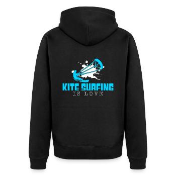 kite surfing - Unisex Premium Organic Zip Hoodie - black - Back - Nico (187cm)