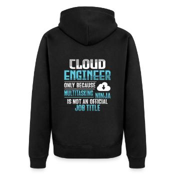 Cloud-Administrator Cloud-Devops - Unisex Premium Bio Zip Hoodie - Schwarz - Hinten - Nico (187cm)