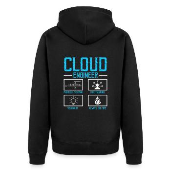 Cloud Administrator Cloud Devops - Unisex Premium Organic Zip Hoodie - black - Back - Nico (187cm)