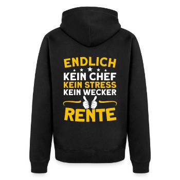 Lustiges Rente Rentner Mann Frau - Unisex Premium Bio Zip Hoodie - Schwarz - Hinten - Nico (187cm)