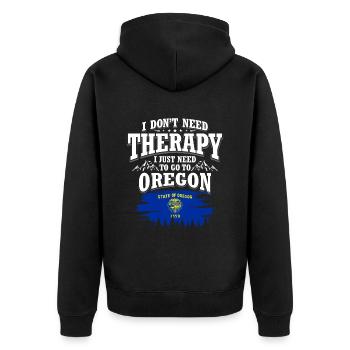 Oregon - Unisex Premium Bio Zip Hoodie - Schwarz - Hinten - Nico (187cm)