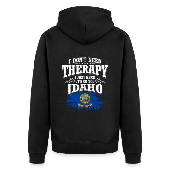 Idaho - Unisex Premium Bio Zip Hoodie - Schwarz - Hinten - Nico (187cm)