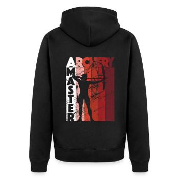 Bogenschießen Master Archer Bow Shooting Vintage S - Unisex Premium Bio Zip Hoodie - Schwarz - Hinten - Nico (187cm)