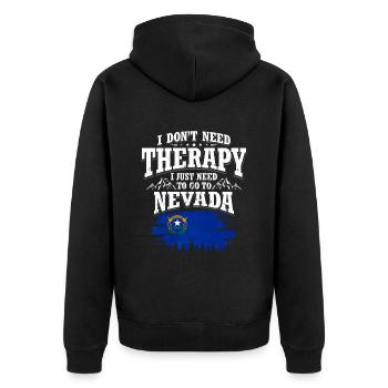 Nevada - Unisex Premium Organic Zip Hoodie - black - Back - Nico (187cm)