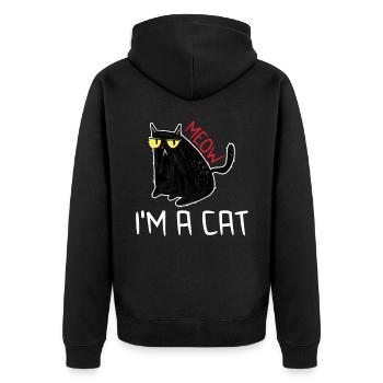 Miau Ich bin ein Katze Halloween niedriges Budgetk - Unisex Premium Bio Zip Hoodie - Schwarz - Hinten - Nico (187cm)