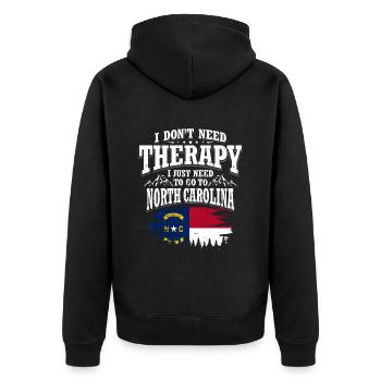 North Carolina - Unisex Premium Bio Zip Hoodie - Schwarz - Hinten - Nico (187cm)