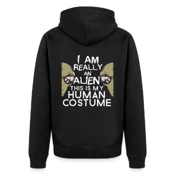 Dies ist mein menschliches außerirdisches Kostüm f - Unisex Premium Bio Zip Hoodie - Schwarz - Hinten - Nico (187cm)