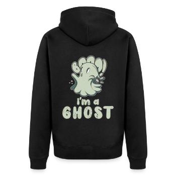 Boo Ich bin ein Geister lustiger Halloween mit nie - Unisex Premium Bio Zip Hoodie - Schwarz - Hinten - Nico (187cm)