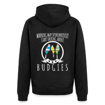 Budgerigar blague avec budgerigar - Veste à capuche bio Premium Unisexe - noir - Dos - Nico (187cm)