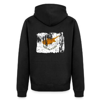 Cyprus - Unisex Premium Organic Zip Hoodie - black - Back - Nico (187cm)