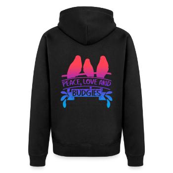 Budgerigar saying Budgerigar - Unisex Premium Organic Zip Hoodie - black - Back - Nico (187cm)