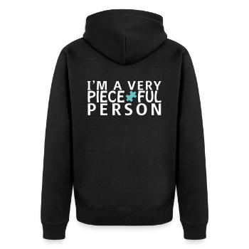 Ich bin ein sehr Stück lustiges Puzzle Wortspiel - Unisex Premium Bio Zip Hoodie - Schwarz - Hinten - Nico (187cm)