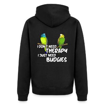 Budgerigar Thérapie Budgerigar - Veste à capuche bio Premium Unisexe - noir - Dos - Nico (187cm)