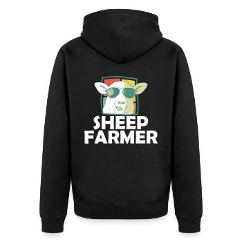 Retro Schaf Bauer Sonnenbrille Landwirtschaft - Unisex Premium Bio Zip Hoodie - Schwarz - Hinten - Nico (187cm)