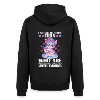 Gaming Gamer Gamblers - Unisex Premium Organic Zip Hoodie - black - Back - Nico (187cm)