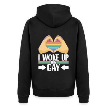 LGBTQ Gay Pride Schwul - Unisex Premium Organic Zip Hoodie - black - Back - Nico (187cm)