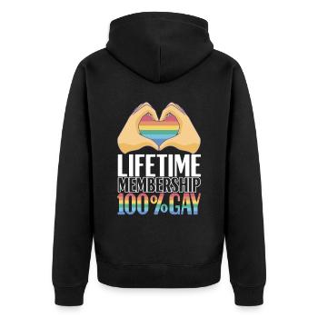 LGBTQ Gay Pride Schwul - Unisex Premium Organic Zip Hoodie - black - Back - Nico (187cm)