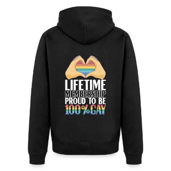 LGBTQ Gay Pride Schwul - Unisex Premium Organic Zip Hoodie - black - Back - Nico (187cm)