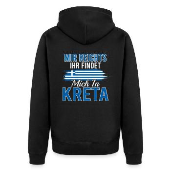 Mir reichts Kreta Griechenland - Unisex Premium Bio Zip Hoodie - Schwarz - Hinten - Nico (187cm)
