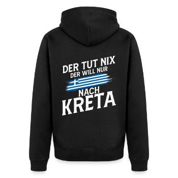 Kreta der tut nix Griechenland Urlaub - Unisex Premium Bio Zip Hoodie - Schwarz - Hinten - Nico (187cm)