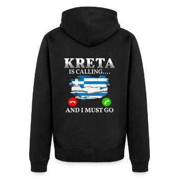 Kreta ruft ich muss los Griechenland Urlaub - Unisex Premium Bio Zip Hoodie - Schwarz - Hinten - Nico (187cm)