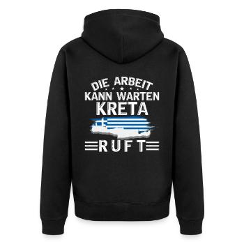 Die Arbeit kann warten Kreta Griechenland - Unisex Premium Bio Zip Hoodie - Schwarz - Hinten - Nico (187cm)