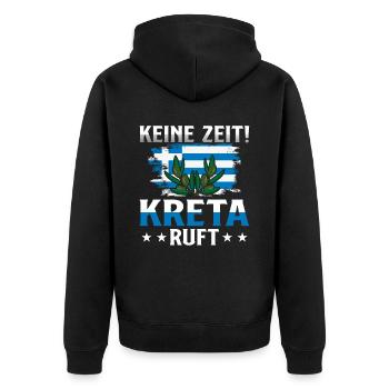 Keine Zeit Kreta ruft Griechenland Urlaub - Unisex Premium Bio Zip Hoodie - Schwarz - Hinten - Nico (187cm)