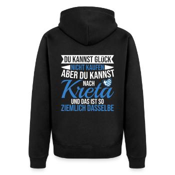 Kreta Glück Griechenland Urlaub - Unisex Premium Bio Zip Hoodie - Schwarz - Hinten - Nico (187cm)