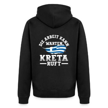 Die Arbeit kann warten Kreta Griechenland - Unisex Premium Bio Zip Hoodie - Schwarz - Hinten - Nico (187cm)