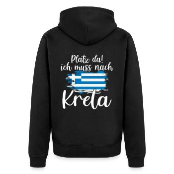 Platz da Kreta Griechenland Urlaub - Unisex Premium Bio Zip Hoodie - Schwarz - Hinten - Nico (187cm)