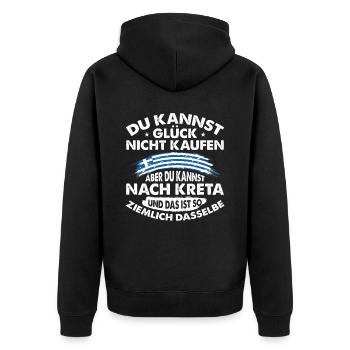 Kreta Glück Griechenland Urlaub - Unisex Premium Bio Zip Hoodie - Schwarz - Hinten - Nico (187cm)