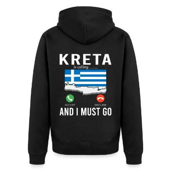 Kreta ruft ich muss los Griechenland Urlaub - Unisex Premium Bio Zip Hoodie - Schwarz - Hinten - Nico (187cm)