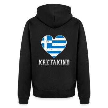 Kretakind Griechenland Urlaub Kreta - Unisex Premium Bio Zip Hoodie - Schwarz - Hinten - Nico (187cm)