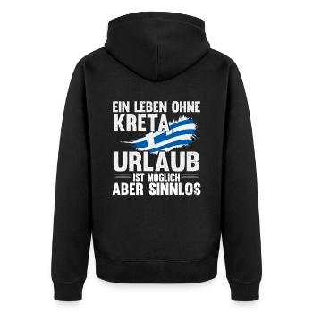 Ein Leben ohne Kreta Urlaub ist sinnlos - Unisex Premium Bio Zip Hoodie - Schwarz - Hinten - Nico (187cm)