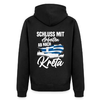 Schluss mit arbeiten ab nach Kreta Urlaub - Unisex Premium Bio Zip Hoodie - Schwarz - Hinten - Nico (187cm)