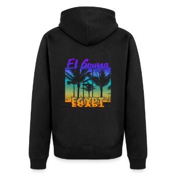 Vintage El Gouna Egypt Sonnenuntergang - Unisex Premium Bio Zip Hoodie - Schwarz - Hinten - Nico (187cm)