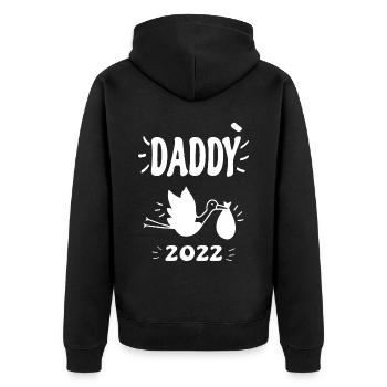 Daddy 2022 New Baby Stork Artist Men Great Born - Unisex Premium Bio Zip Hoodie - Schwarz - Hinten - Nico (187cm)