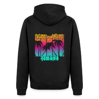 Winnifred Beach Jamaica - Unisex Premium Bio Zip Hoodie - Schwarz - Hinten - Nico (187cm)