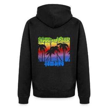 Winnifred Beach Jamaica - Unisex Premium Bio Zip Hoodie - Schwarz - Hinten - Nico (187cm)