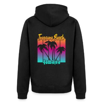 Treasure Beach Jamaica - Unisex Premium Bio Zip Hoodie - Schwarz - Hinten - Nico (187cm)
