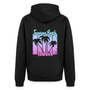 Treasure Beach Jamaica - Unisex Premium Bio Zip Hoodie - Schwarz - Hinten - Nico (187cm)