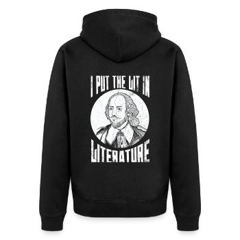 Ich Setze Das Licht In Literaturdesign Für - Unisex Premium Bio Zip Hoodie - Schwarz - Hinten - Nico (187cm)