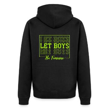 Leave Boys Feminine Design For Feminists - Unisex Premium Organic Zip Hoodie - black - Back - Nico (187cm)