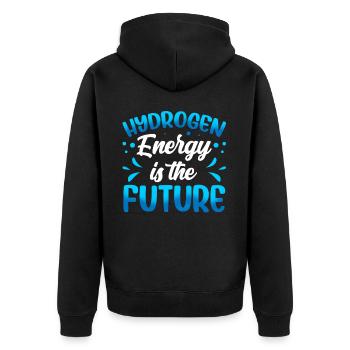 Energie Aus Wasserstoff Ist Die Zukunft Hydrogen - Unisex Premium Bio Zip Hoodie - Schwarz - Hinten - Nico (187cm)