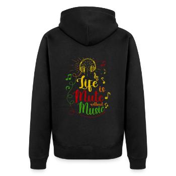 Das Leben Ist Stumm Ohne Musikdesign Für - Unisex Premium Bio Zip Hoodie - Schwarz - Hinten - Nico (187cm)