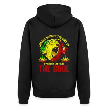 Le reggae lave la saleté de la vie quotidienne - Veste à capuche bio Premium Unisexe - noir - Dos - Nico (187cm)