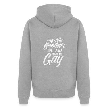 Brother - Unisex Premium Organic Zip Hoodie - heather grey - Back - Nico (187cm)